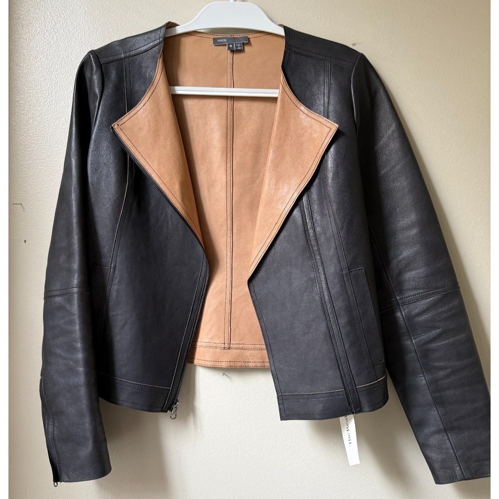 Vince Medium NWT Black Leather Biker Jacket EUC‎ Butter Soft Orig $1298 NEW